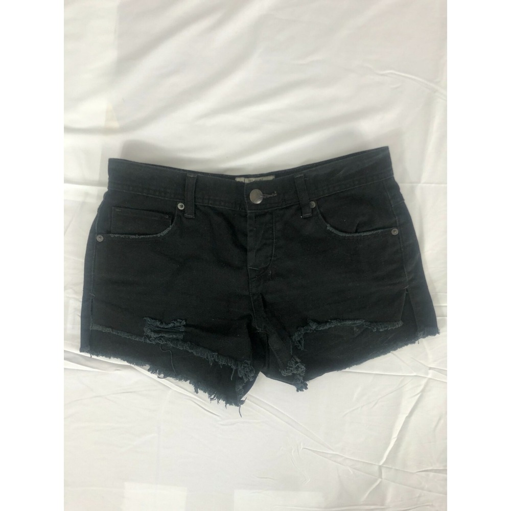 Free‎ People Womens Size 26W Black Denim Shorts Boho Festival Spring Summer